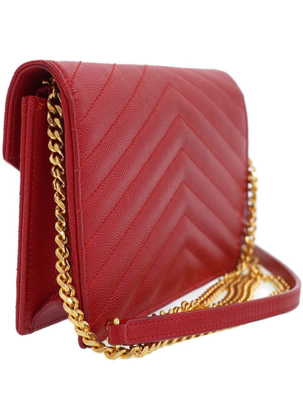 Saint Laurent Paris Monogram Chain Wallet Envelope Brown